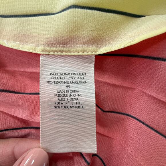 Alice + Olivia Arden Pleated Midi Skirt Multicolor Colorblock Size 4 - Picture 12 of 13